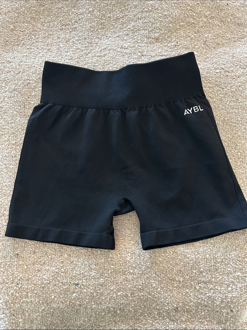 AYBL Black Ribbed High-Waist Bike Shorts